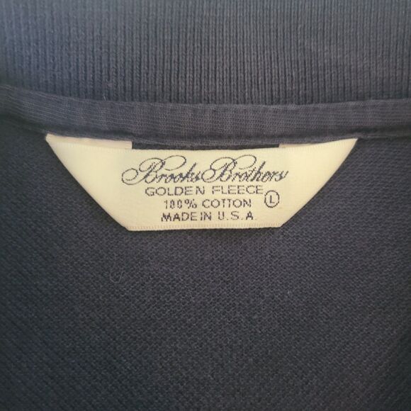 Brooks Brothers Golden Fleece Polo Shirt Navy Large Made in USA 100% Cotton - Picture 3 of 7
